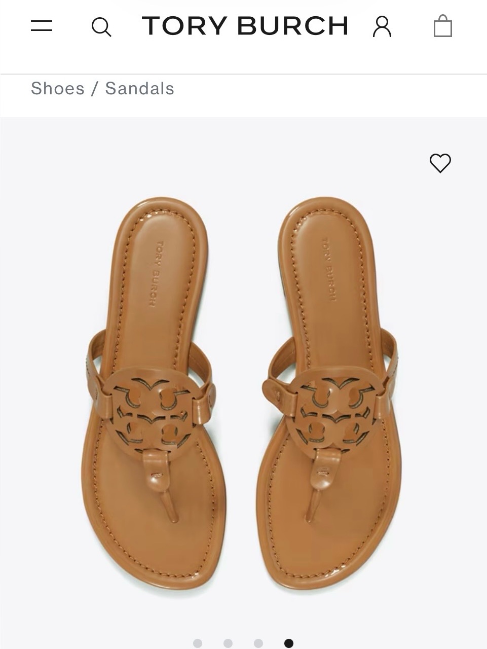 Tory Burch Tan Leather Logo Thong Sandals Patent Leather